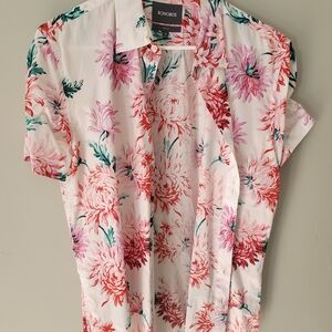 Bonobos Men's Floral Button Down Shirt - White, Red, and Pink (Slim Fit)
